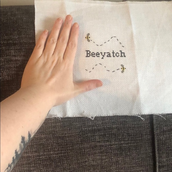 Palm sized “beeyatch” cross stitch - Picture 3 of 3